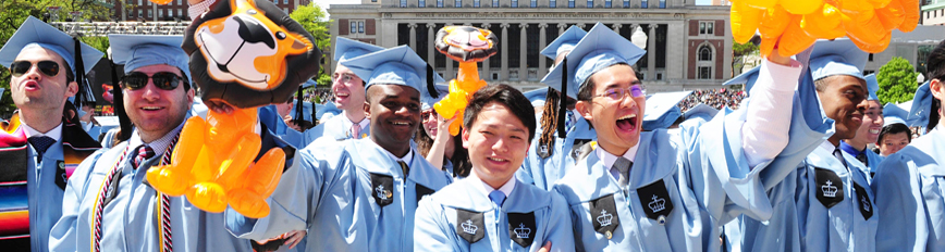 Photograph of happy graduating students at Columbia University Commencement 2018
