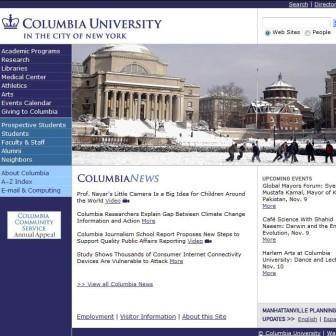 Columbia website, 2009