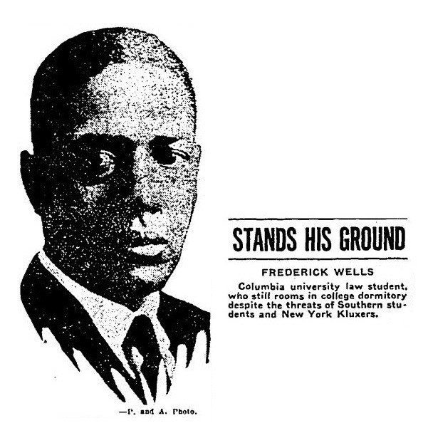 Frederick Wells' faced racism and New York KKK actions as a Columbia law student. His story and others are detailed in the Columbia and Slavery Project.
