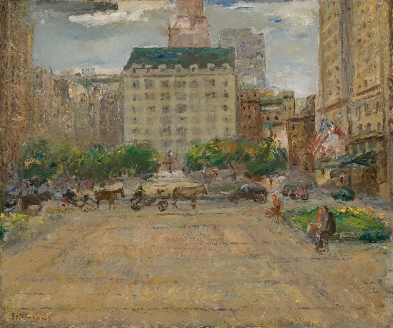 Plaza Hotel, 59th Street and 5th Avenue, 1944,  oil on canvas 23 3/4 x 19 3/4 in., [SLF-129] F