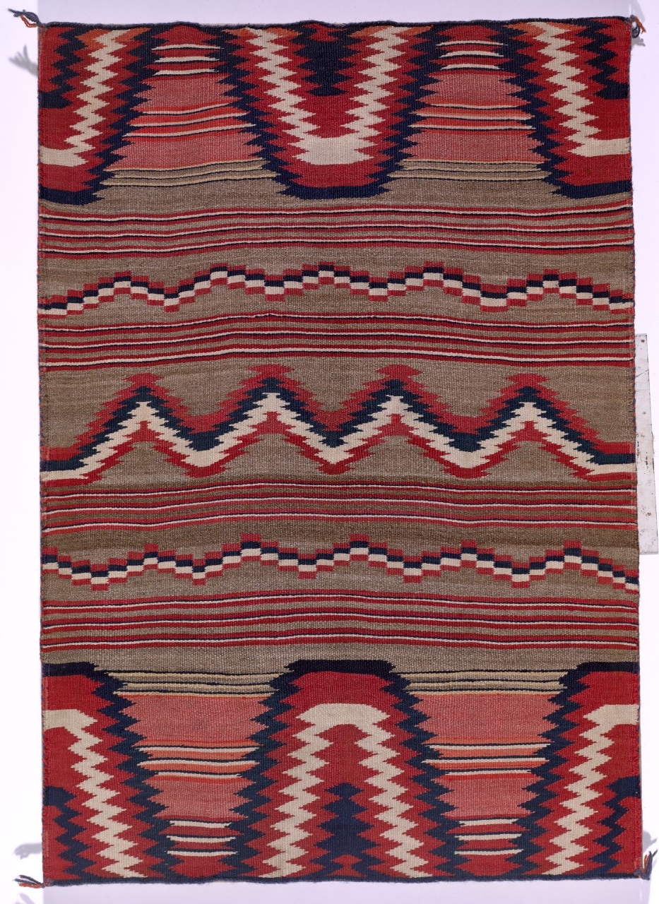 Unidentified Navajo (Diné) artist, Child's Blanket, 1870-1880, wool yarn with natural and aniline dyes