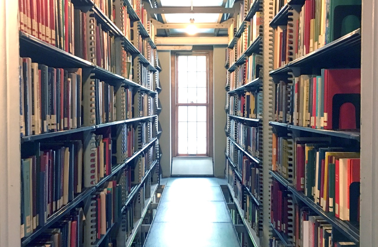 image of a typical area of the stacks in the Burke Library