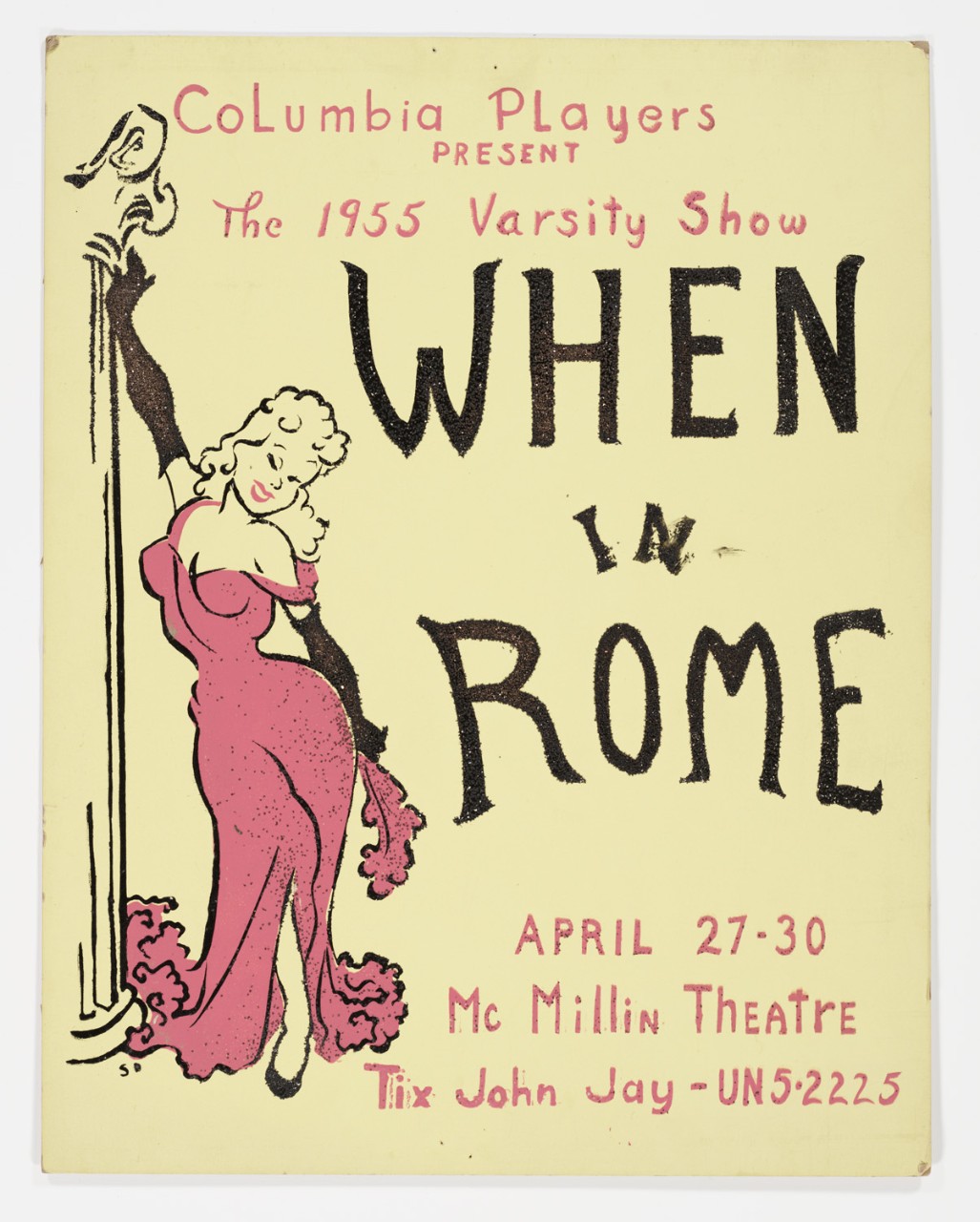 Original poster for 1955 Varsity Show "When in Rome"