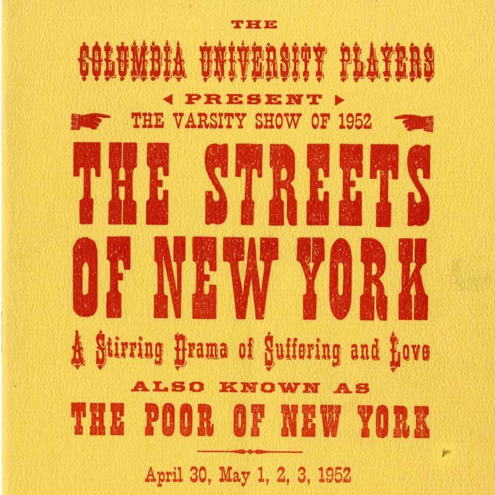 The Streets of New York (1952) program cover