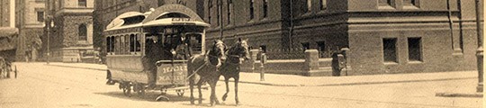 Horsecar at the 49th Street and Madison Avenue Columbia College campus