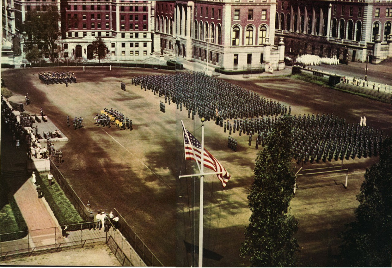 Navy Review on campus, 1944-1945