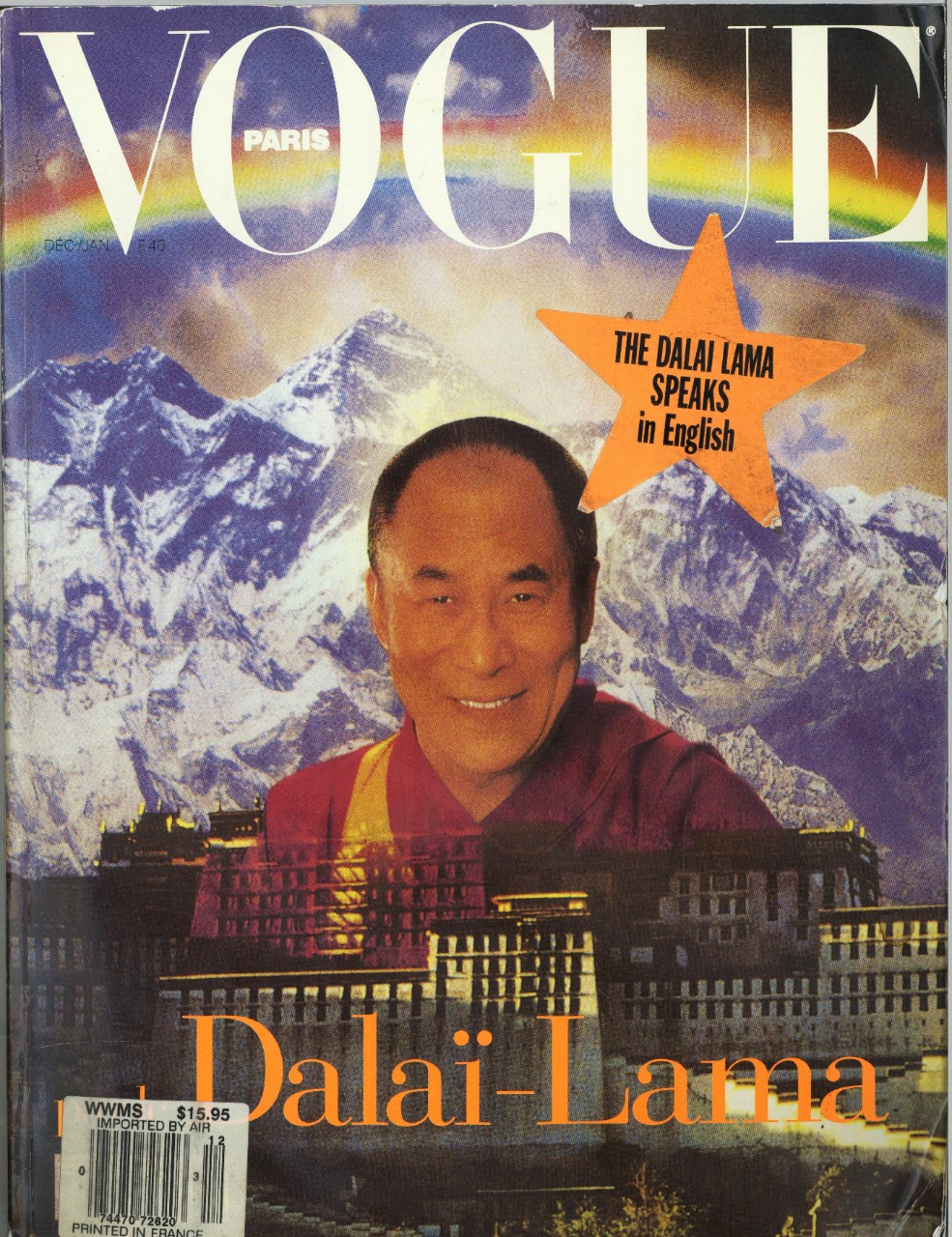 Dalai Lama on the cover of Vogue Magazine