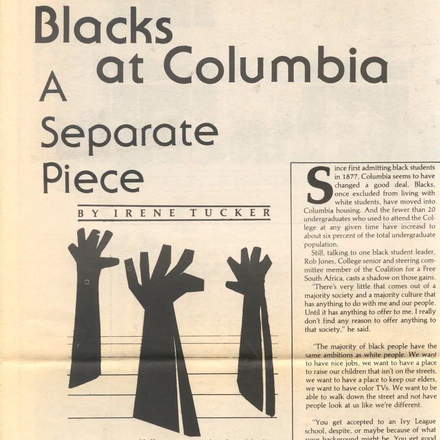 magazine article "Blacks at Columbia"
