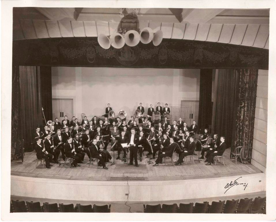 Columbia's concert band on stage