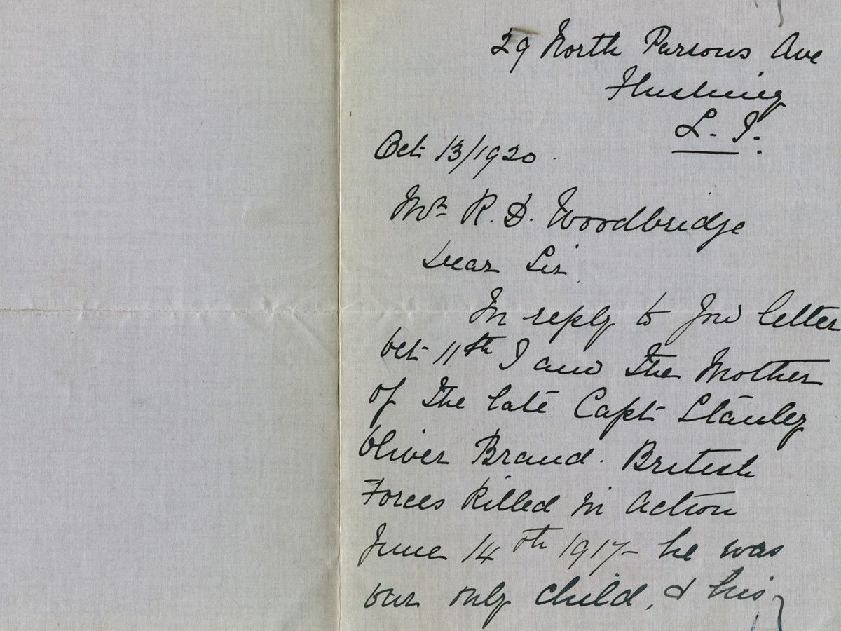 Stanley Oliver Brand letter