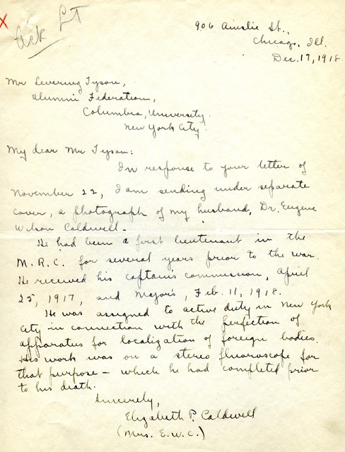 Eugene Wilson Caldwell letter