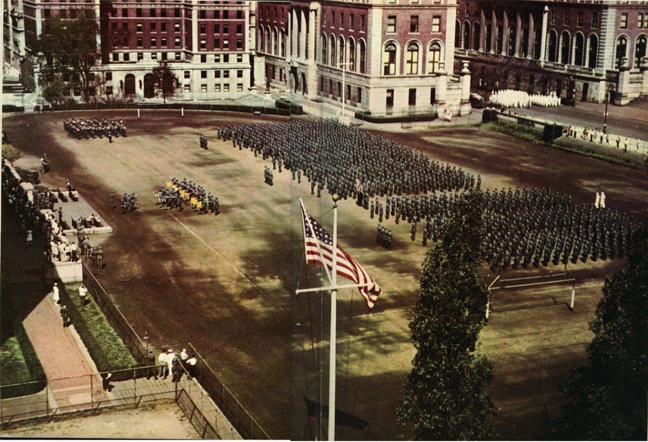 Navy review on campus, 1944-1945